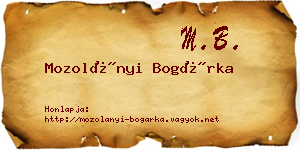 Mozolányi Bogárka névjegykártya